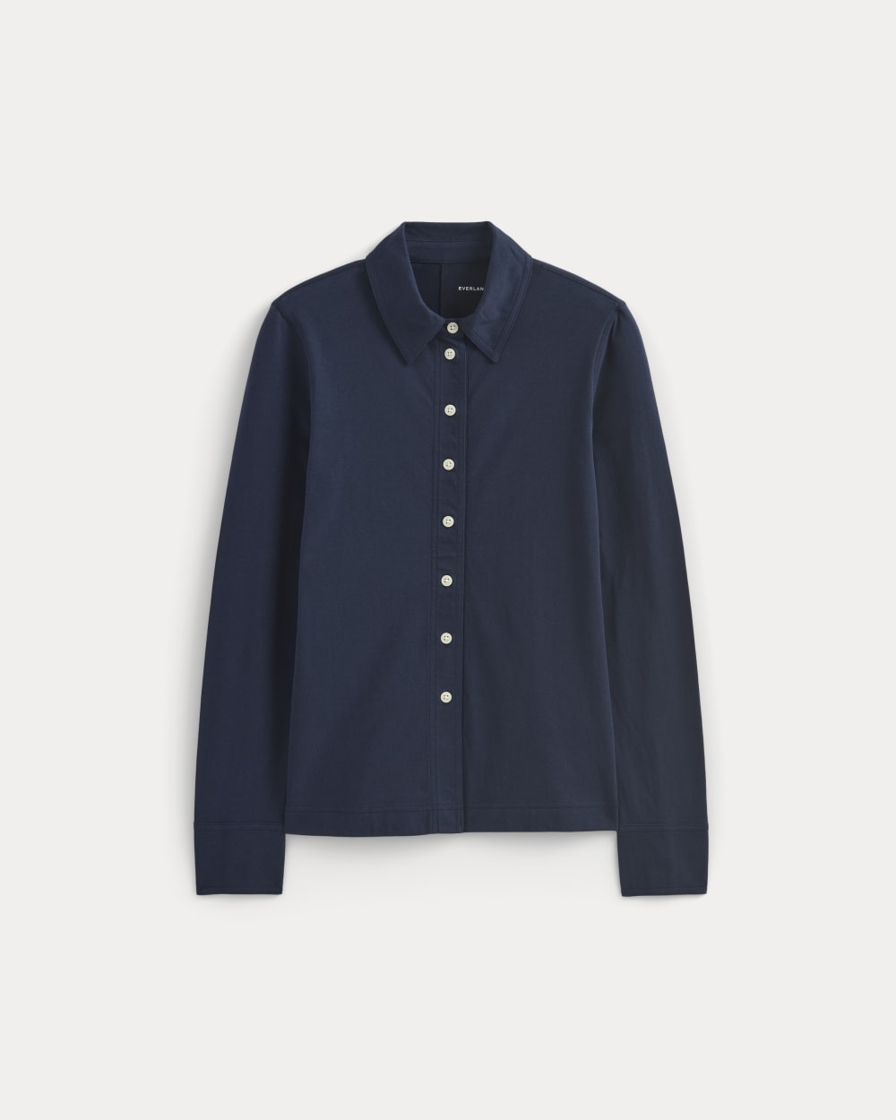 womens-button-up-shirt-essential-cotton-navy | alt