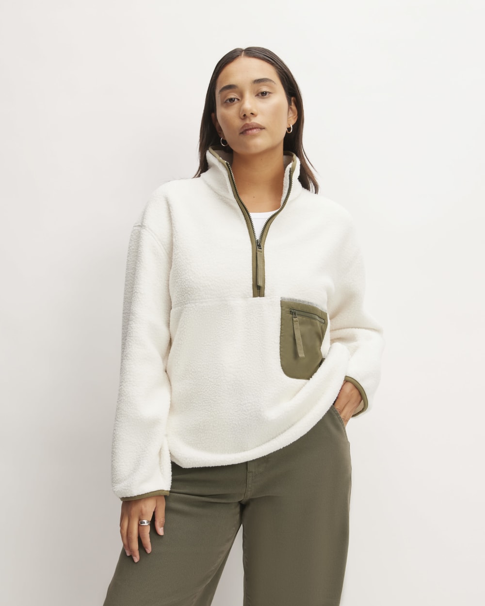 womens-renew-fleece-oversized-half-zip-bone | primary