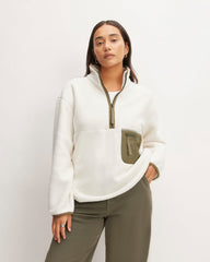 womens-renew-fleece-oversized-half-zip-bone | primary