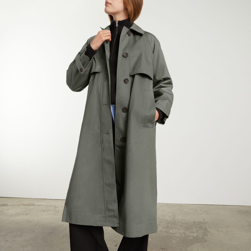 womens-long-mac-coat-pewter-green | primary