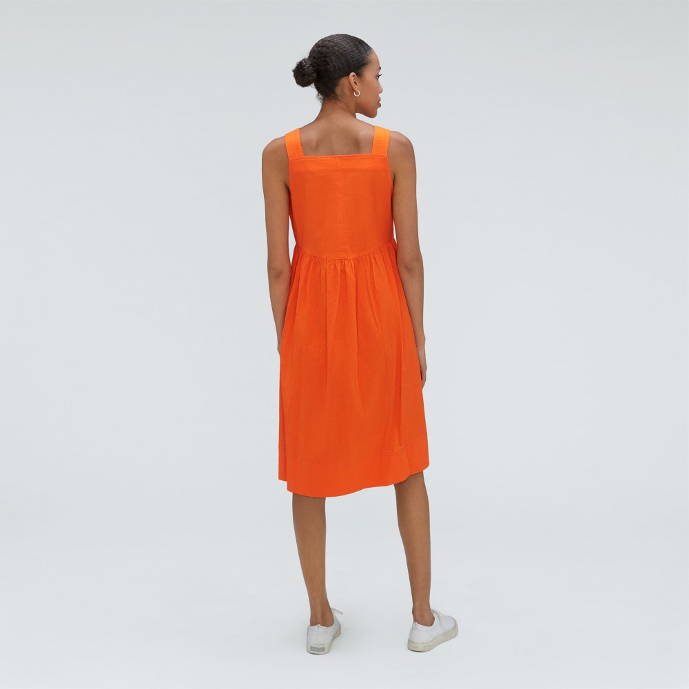womens-seersucker-midi-dress-bright-orange