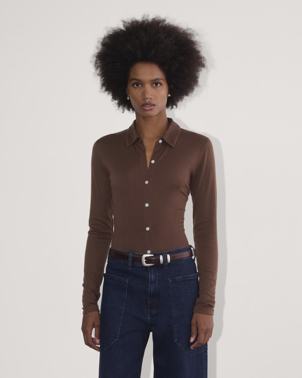 womens-merino-tencel-relaxed-shirt-dark-mahogany | primary