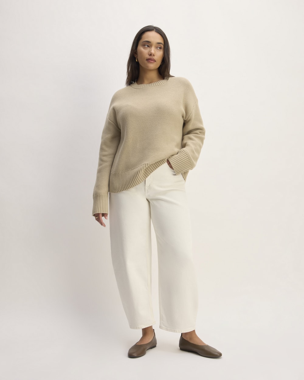 womens-cotton-honeycomb-square-crew-trench-coat-khaki