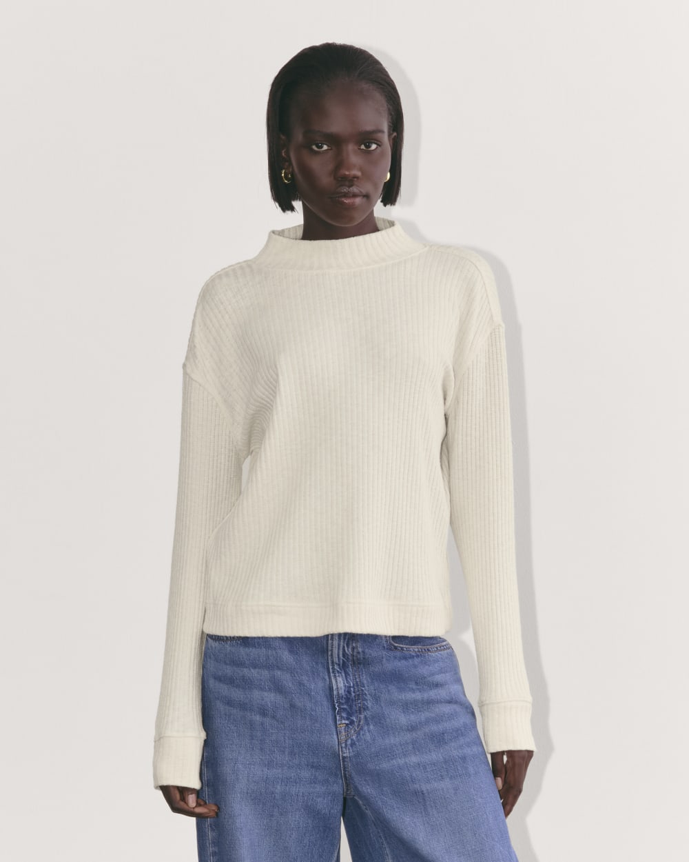 womens-cozy-rib-funnel-neck-top-bone | primary