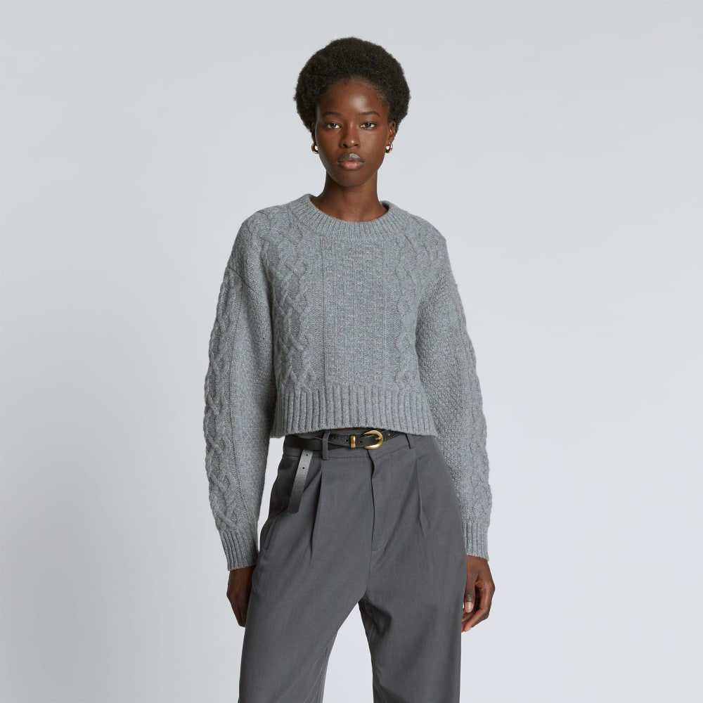 womens-felted-merino-cropped-cable-sweater-heathered-mid-grey | primary