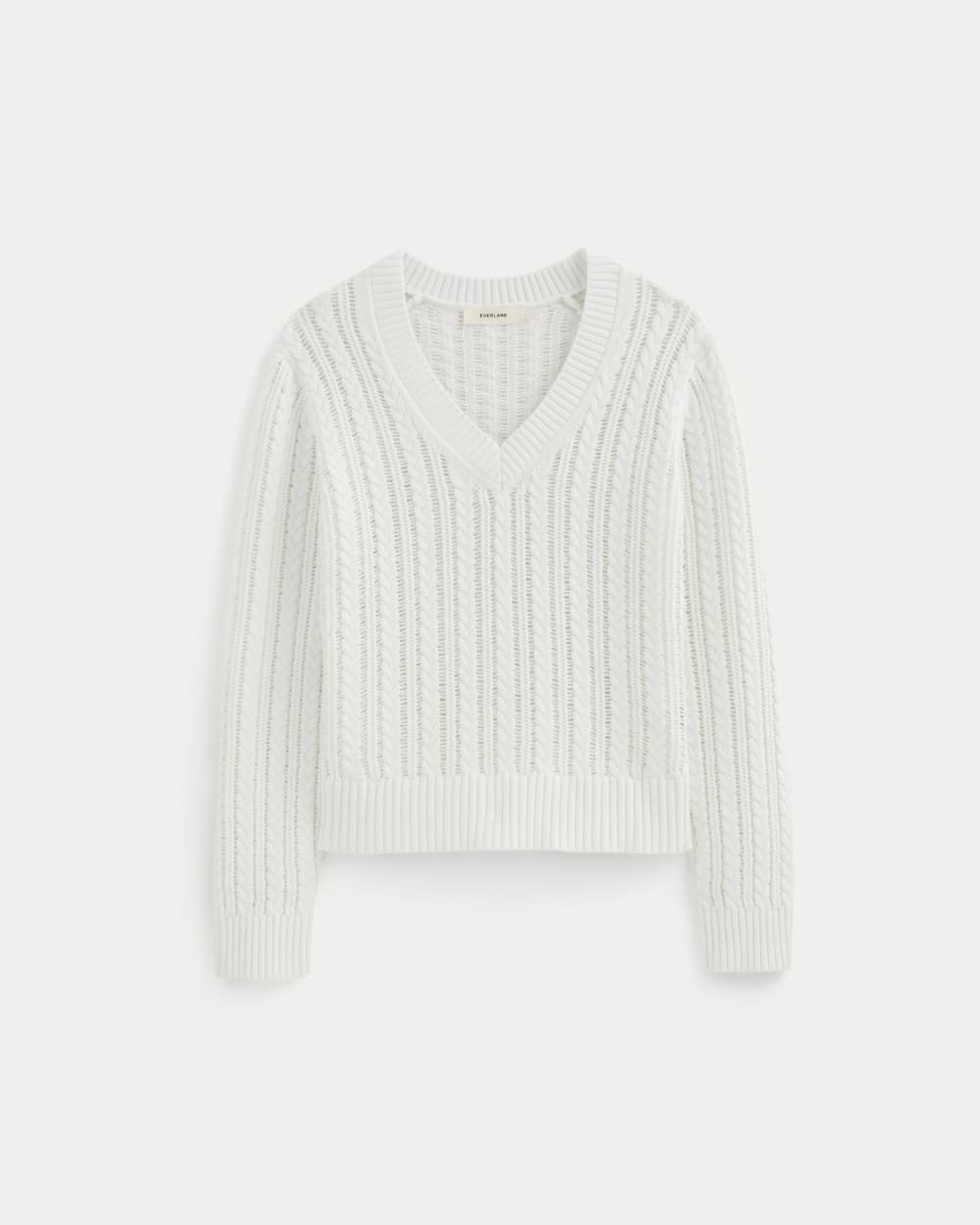 womens-mesh-cable-v-neck-everyday-cotton-white | alt