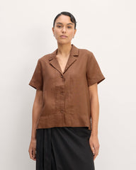 womens-linen-notch-ss-shirt-carob-brown | primary