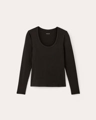 womens-tencel-rib-long-sleeve-shimmy-tee-black | alt