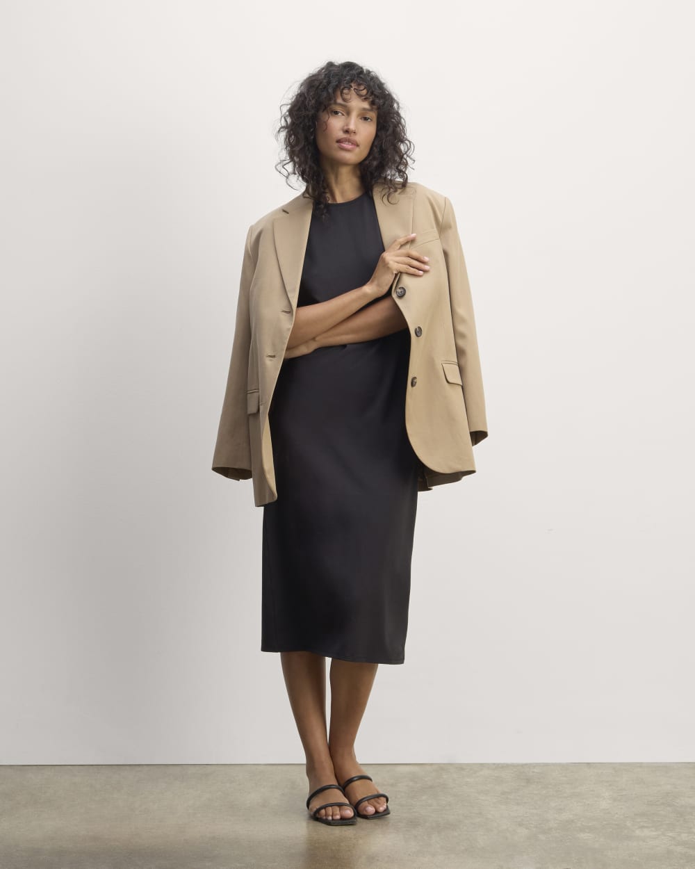 womens-supima-form-midi-dress-black | primary