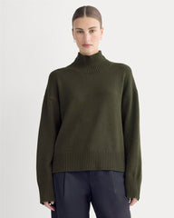 womens-cotton-boxy-turtleneck-dark-green | primary