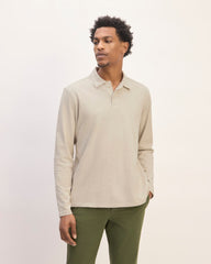 mens-premium-weight-ls-polo-heather-oatmeal | primary