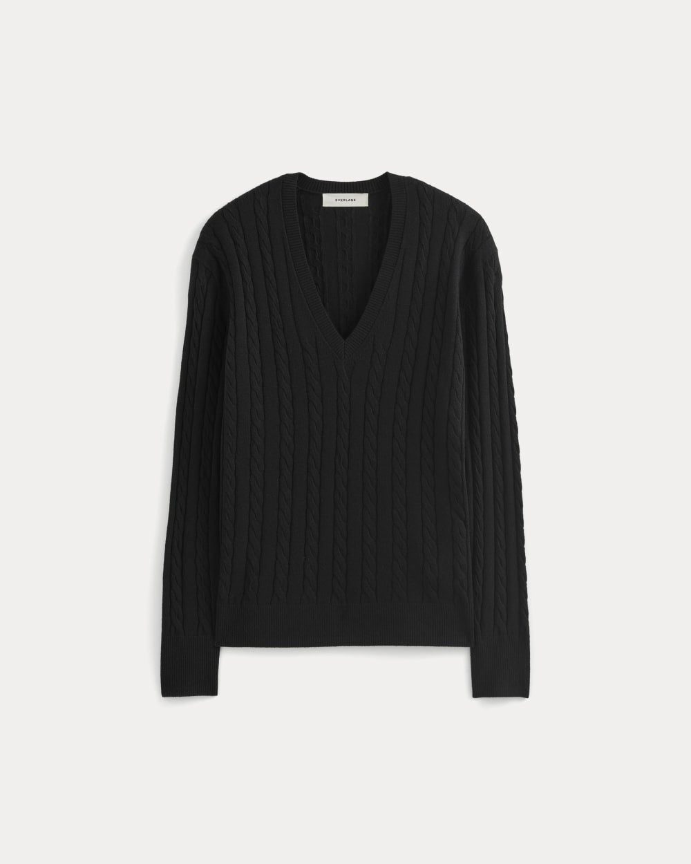 womens-cable-v-neck-in-cotton-cashmere-black | alt