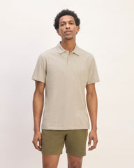 mens-premium-weight-ss-polo-heather-oatmeal | primary