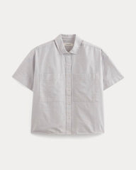 womens-short-sleeve-boxy-oxford-charcoal-white | alt