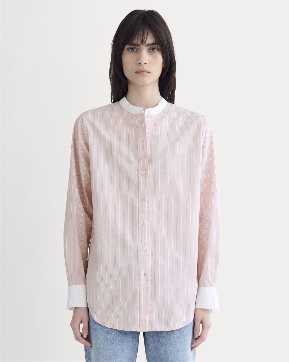 womens-oversized-shirt-cotton-pink-white-stripe | primary