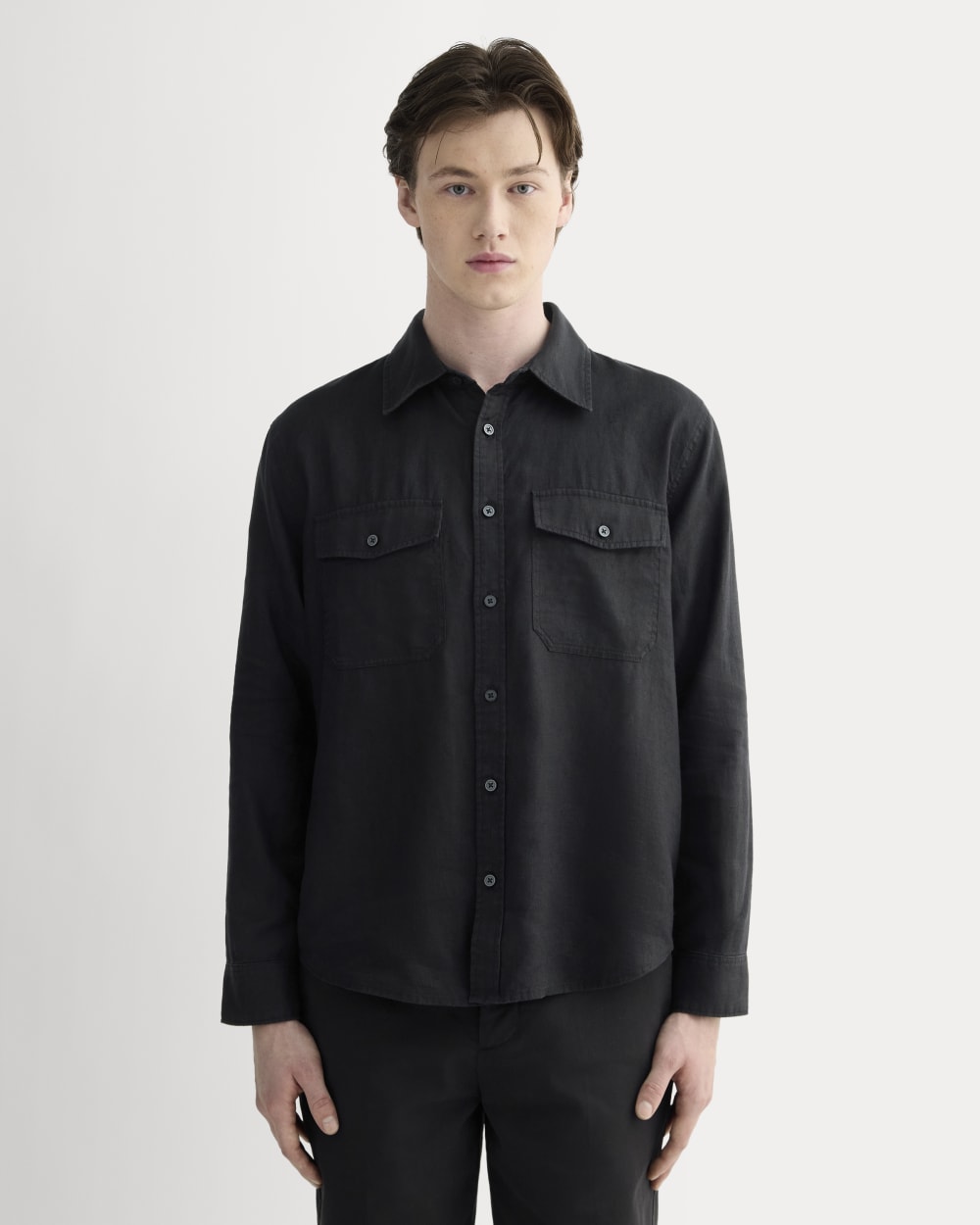 mens-linen-utility-shirt-black | primary