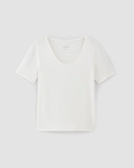 womens-supima-form-scoop-neck-tee-white | alt