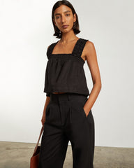 womens-smocked-linen-cami-black