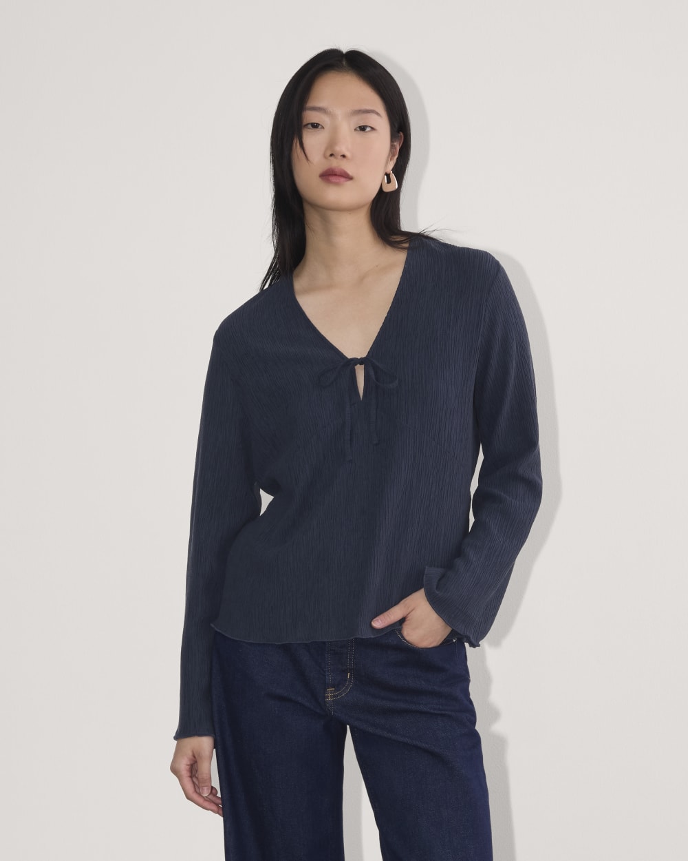 womens-crinkle-long-sleeve-navy | primary