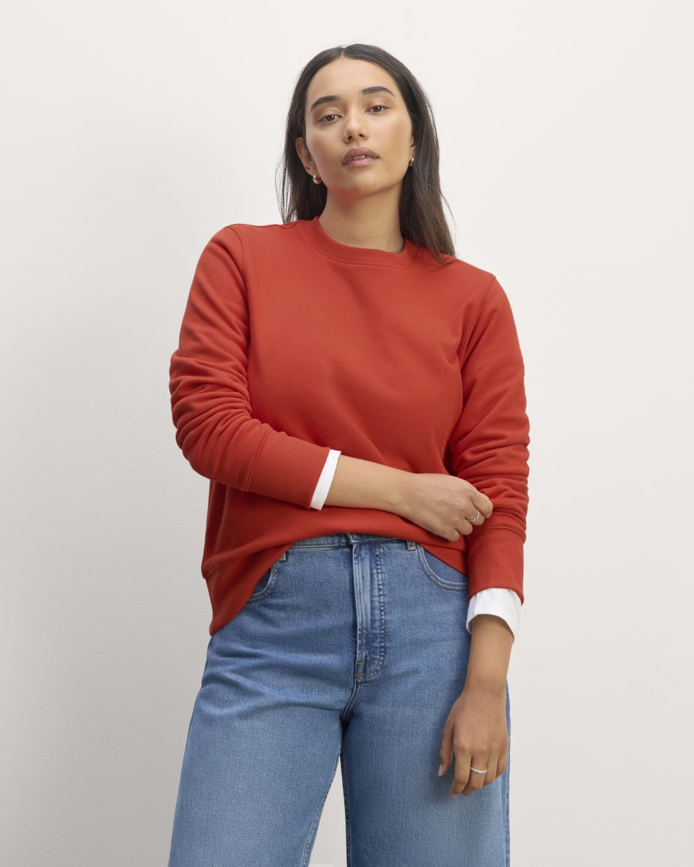 womens-french-terry-relaxed-crewneck-poppy-red | primary