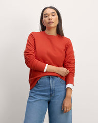 womens-french-terry-relaxed-crewneck-poppy-red | primary