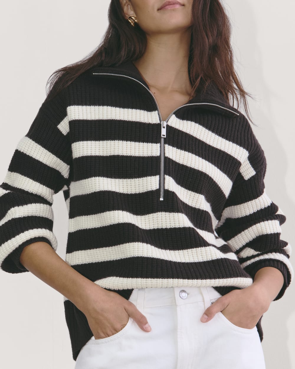 womens-felted-merino-halfzip-sweater-new-black-bone