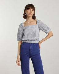 womens-eyelet-puff-sleeve-top-blue-stripe