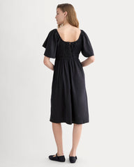 womens-flutter-sleeve-dress-stretch-linen-black