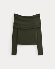 womens-off-shoulder-top-butterluxe-dark-green | alt