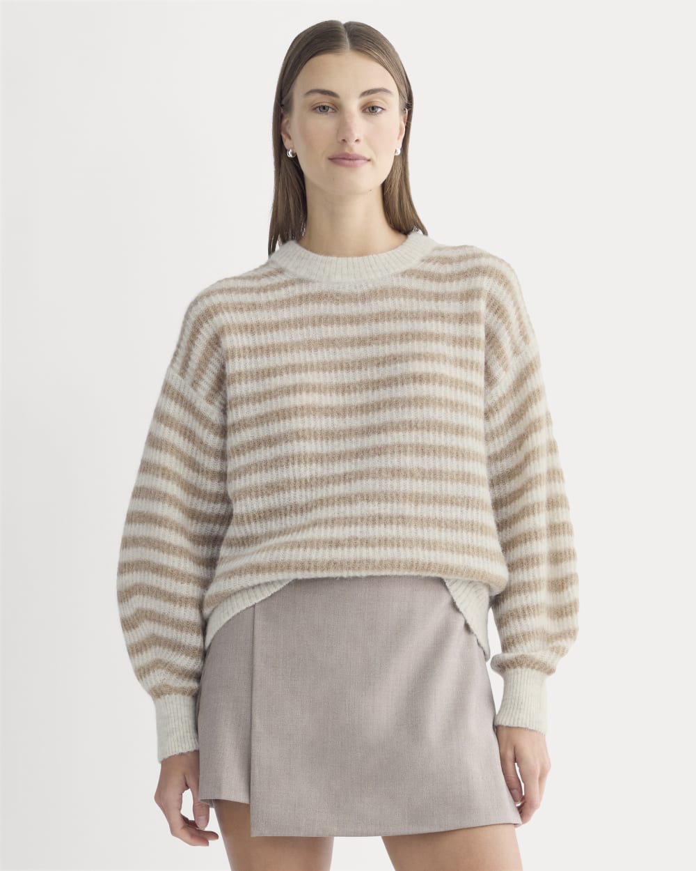 womens-alpaca-ribbed-cocoon-crew-mallow-heather-camel-stripe | primary