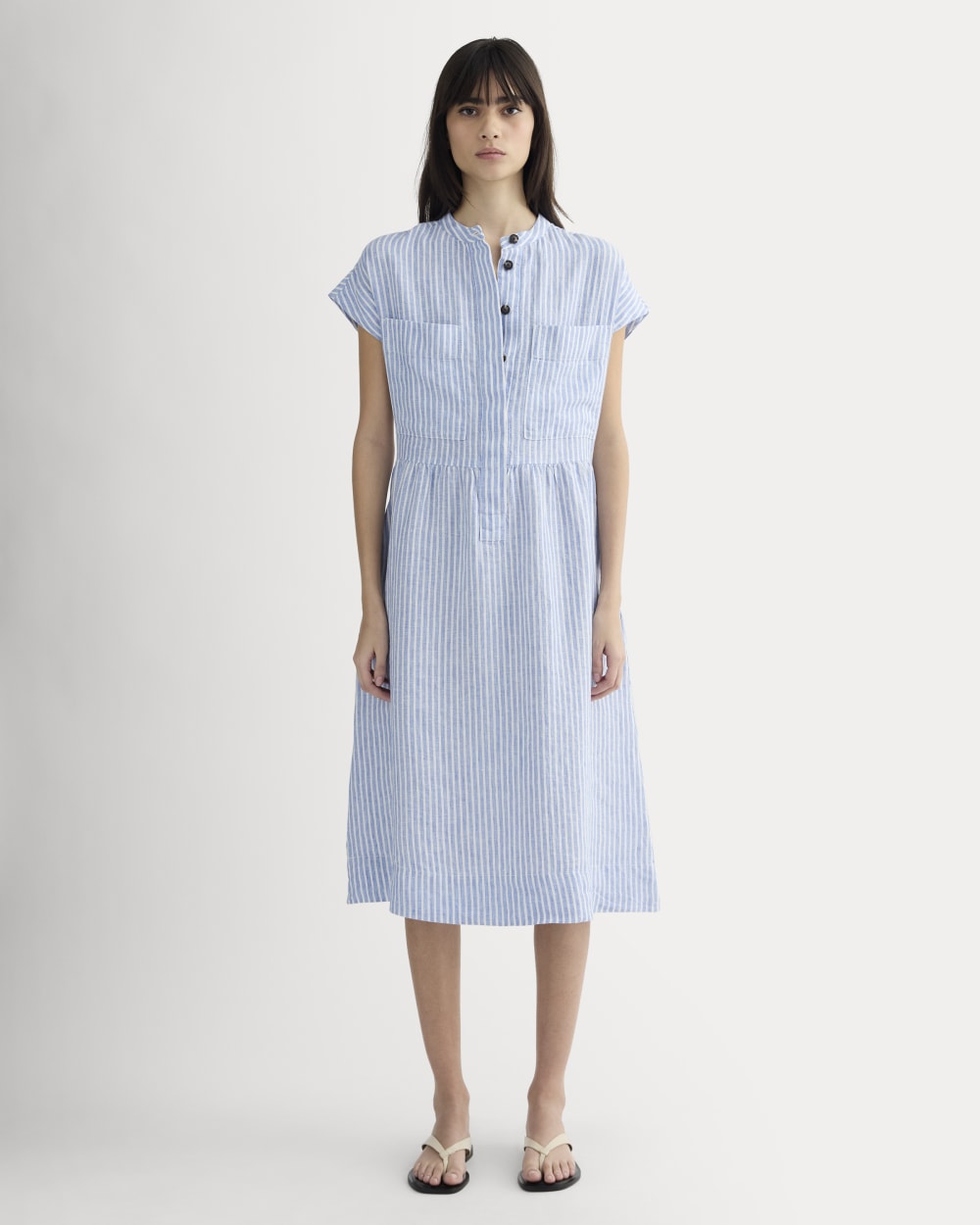 womens-linen-workwear-midi-dress-bluebell-bone | primary