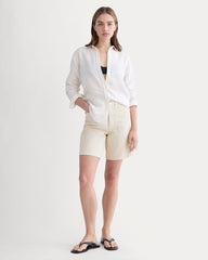 womens-long-a-line-short-garment-dyed-white-cream | primary
