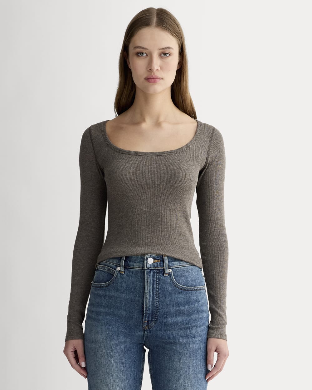 womens-pima-micro-rib-long-sleeve-tee-heathered-fatigue | primary