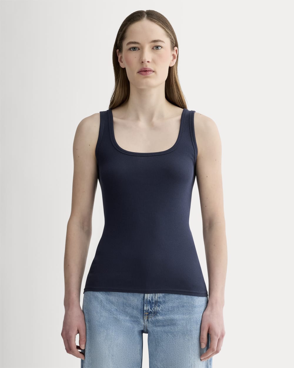 womens-luxe-rib-square-neck-tank-navy | primary