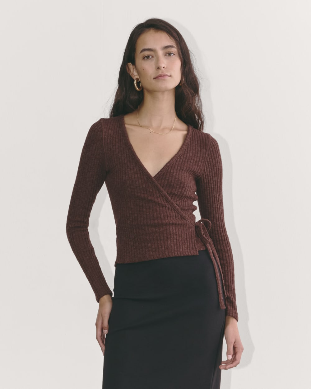 womens-rib-knit-wrap-top-dark-mahogany | primary
