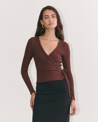 womens-rib-knit-wrap-top-dark-mahogany | primary