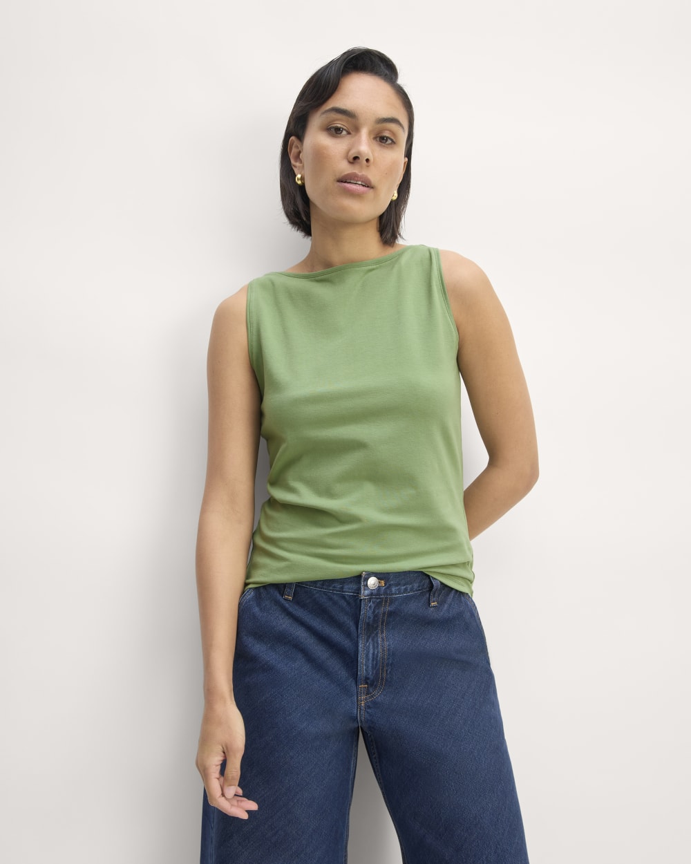 womens-supima-form-boatneck-tank-jade-green | primary
