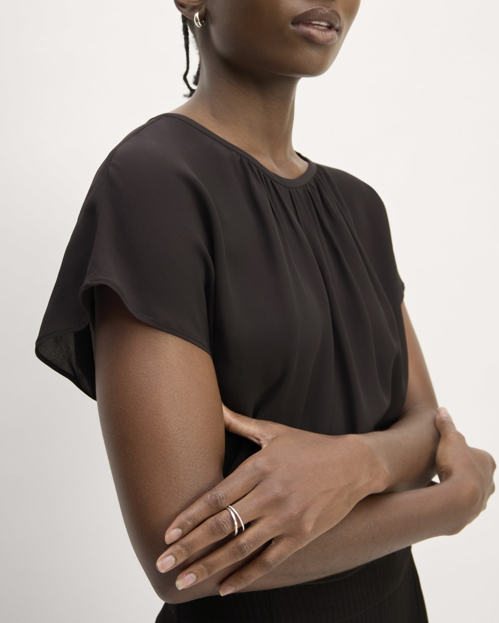 womens-viscose-gathered-neck-top-black