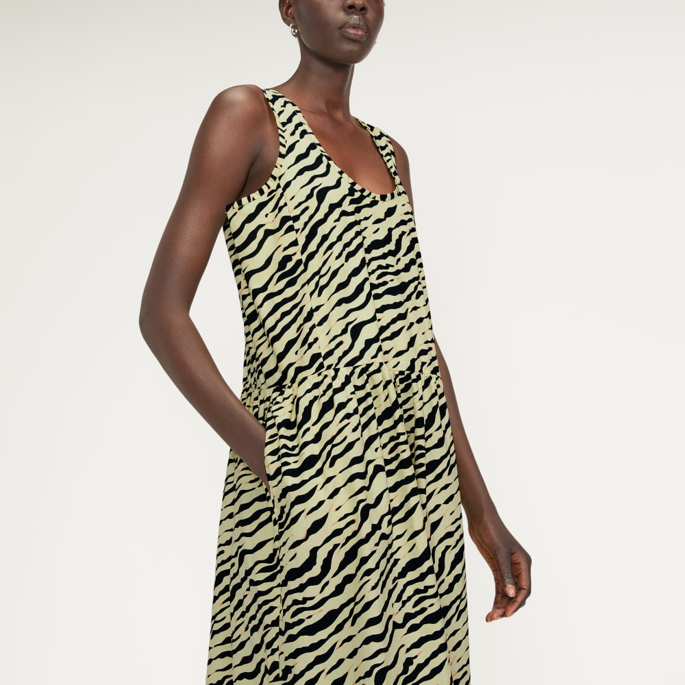 womens-poplin-summer-dress-yellow-tiger-stripe