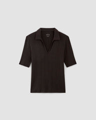 womens-rib-soft-knit-open-collar-polo-black | alt