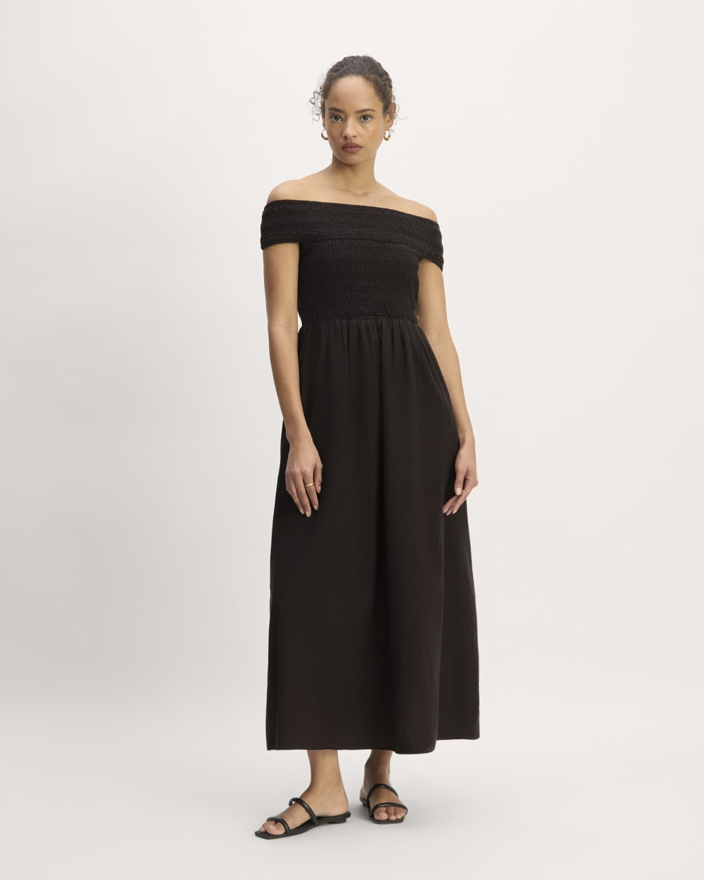 womens-gauze-off-shoulder-dress-black | primary