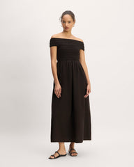 womens-gauze-off-shoulder-dress-black | primary