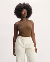womens-supima-form-one-shoulder-tank-cocoa