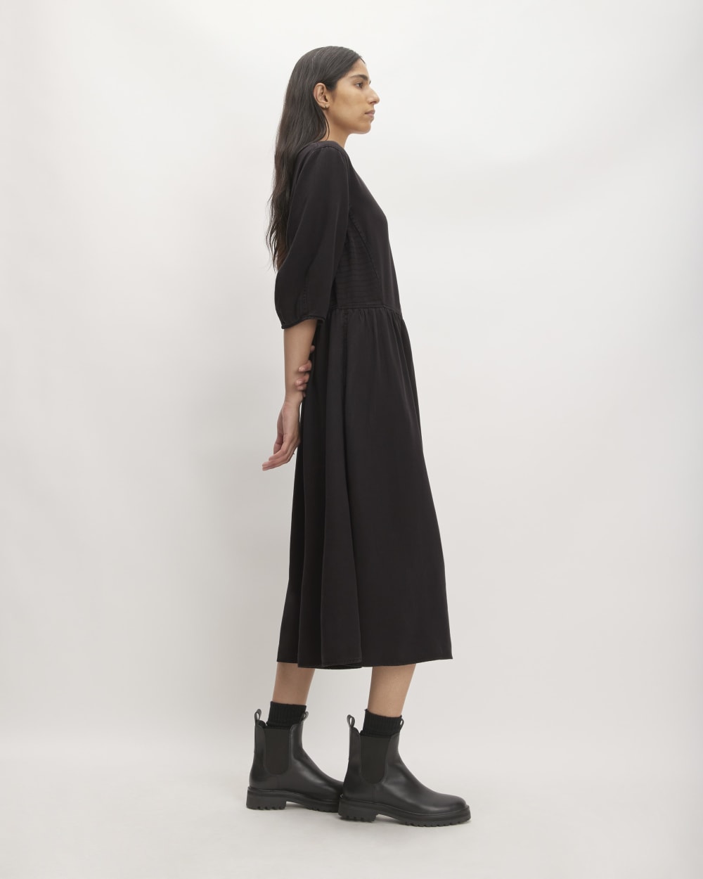 womens-tencel-puff-sleeve-dress-black