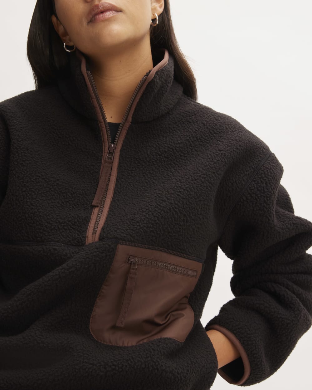 womens-renew-fleece-oversized-half-zip-black