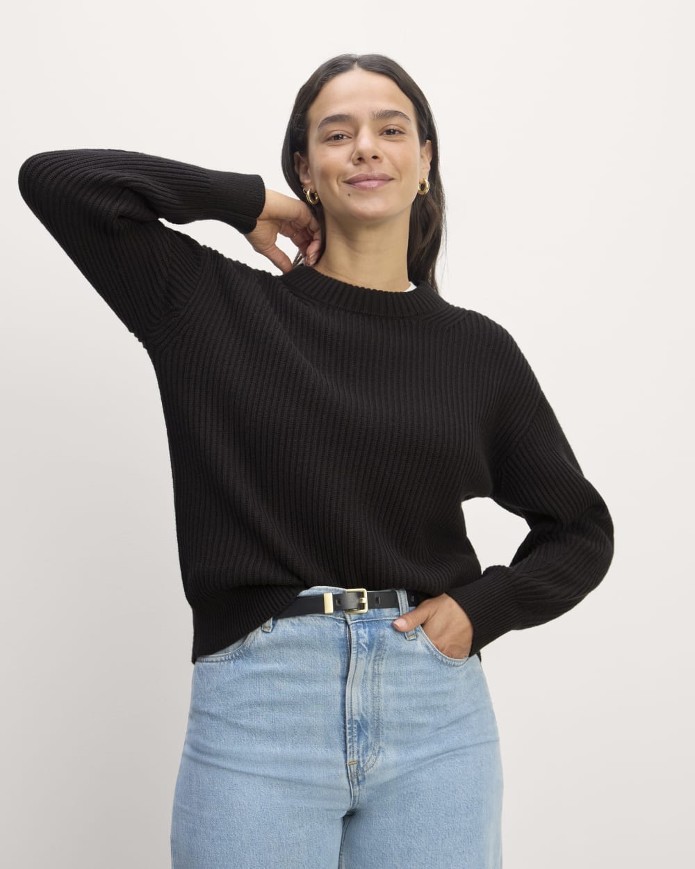 womens-cotton-oversized-cocoon-sweater-black | primary