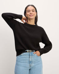 womens-cotton-oversized-cocoon-sweater-black | primary