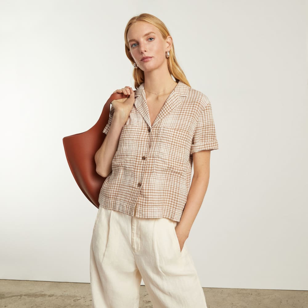 womens-linen-workwear-shirt-coffee-grid