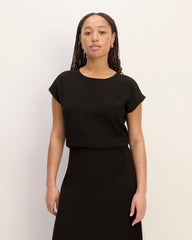 womens-mini-jacquard-stripe-top-black | primary