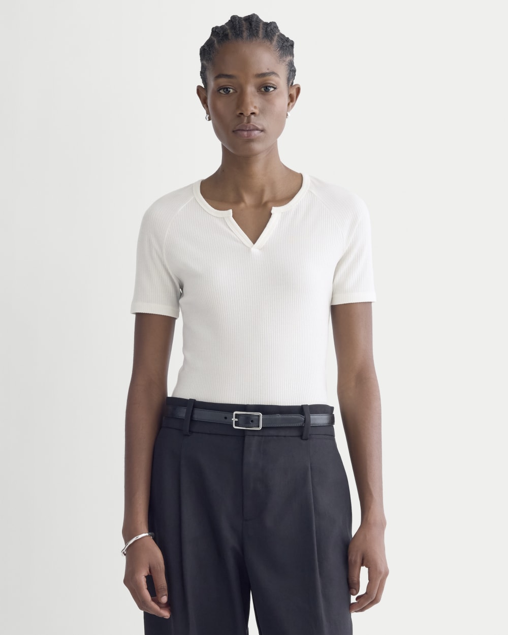 womens-shimmy-v-neck-top-bone | primary